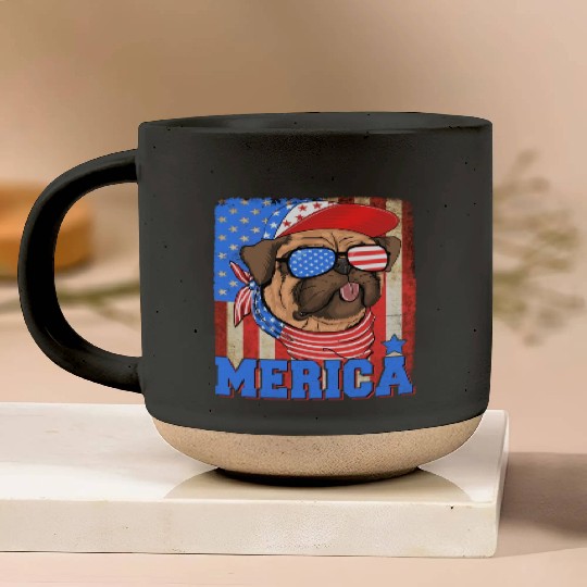 Funny Merica Retro Flag Us American Bulldog Pottery Mugs
