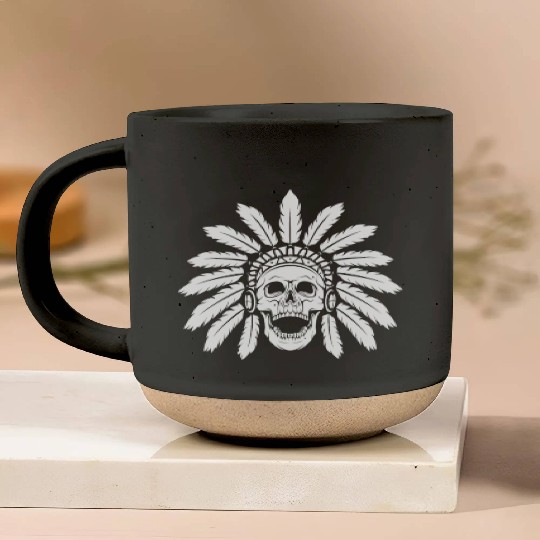 Indigenous Native American Skull Skull Head Pottery Mugs