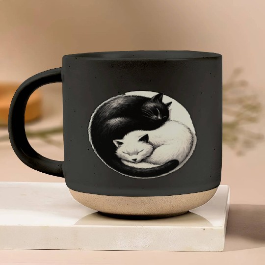 Yin and yang cats sleeping Pottery Mugs