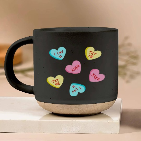 Sweet Candy Hearts Valentines Day Pottery Mugs
