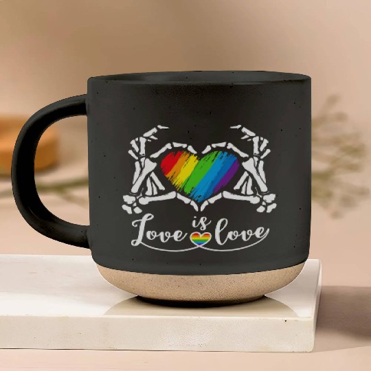Rainbow Skeleton Heart Love Is Love Lgbt Gay Pottery Mugs