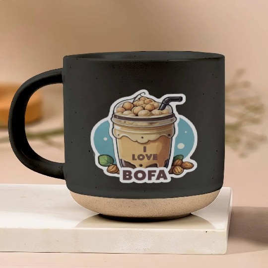 Hazelnut Boba Bubble Tea - I love Bofa Deez Nuts Pottery Mugs