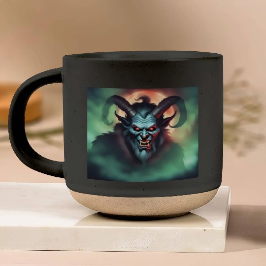 Krampus in Green Fog Pottery Mugs