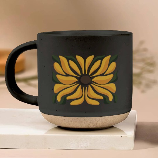 Modern Sunflower Floral Nature Design Pottery Mugs
