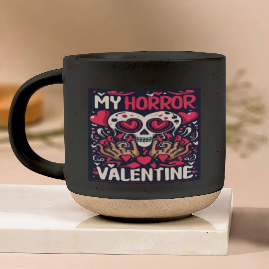 My Horror Valentine Skull Heart Pottery Mugs