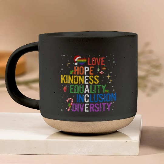 Gay Christmas Love Hope Kindness Equality Peace Pottery Mugs