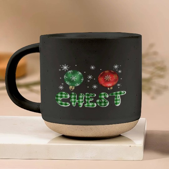 Chest Nuts Christmas Couple Funny Matching Pottery Mugs