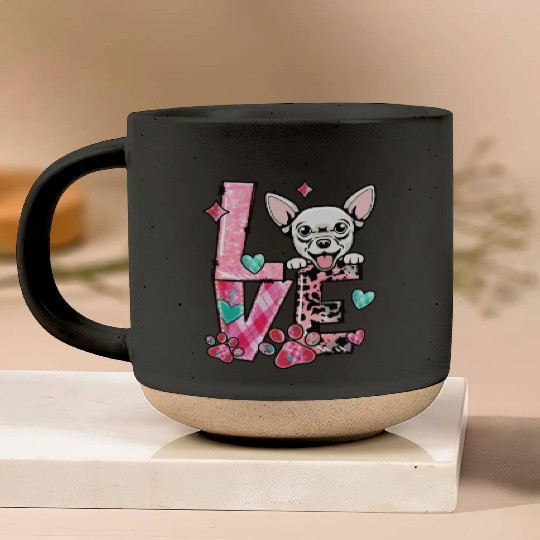 Chihauhau Dog I Love My Dog Valentines Day Pottery Mugs