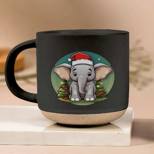 Elephant Christmas Pottery Mugs