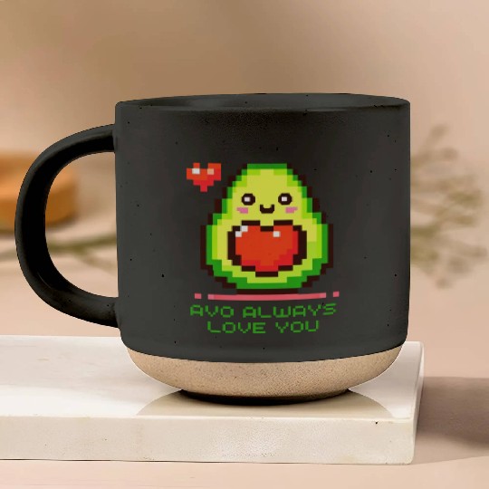 Avo Always Love You - Cheerful Pixel Avocado Pottery Mugs