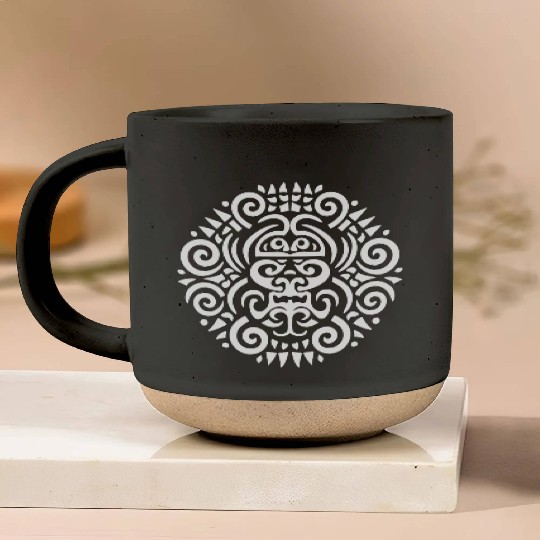 Maori round Tattoo Harmony in white Pottery Mugs