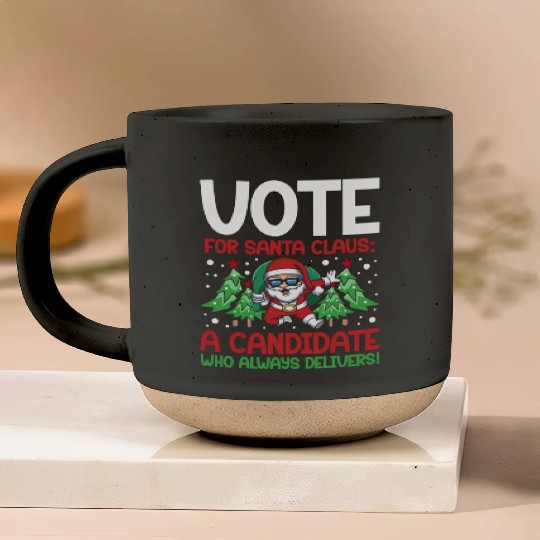 Santa Claus Candidate Christmas Tree Voting Voter Pottery Mugs