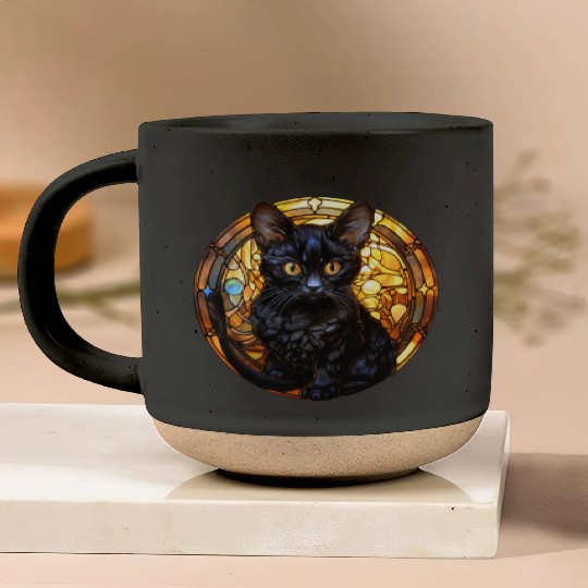 Bombay kitten in stained glass Pottery Mugs