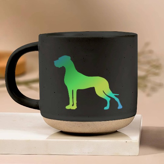 Green Yellow Great Dane Pottery Mugs