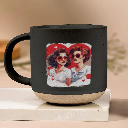 Valentines Day Outfit For Her And Her in love Pottery Mugs