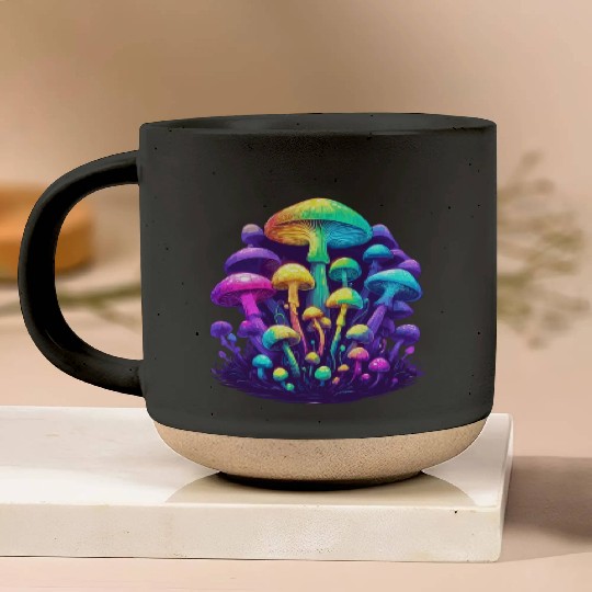 Psychedelic Colorful Mushroom Pottery Mugs