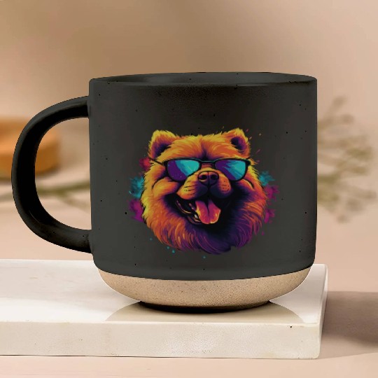Retro Wave Chow Chow Dog Pottery Mugs