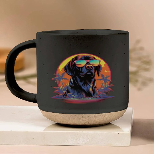 Retro Wave Foxhound Dog Pottery Mugs