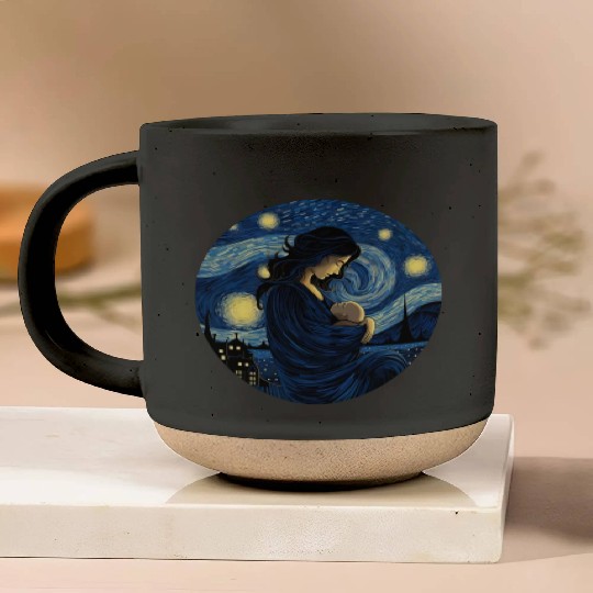 Breastfeeding Starry Night Pottery Mugs Motherhood