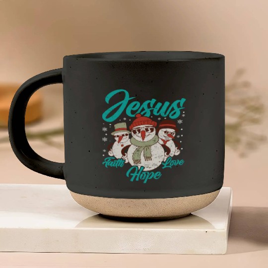 Snowmen Jesus Peace Hope Love Christmas Pottery Mugs