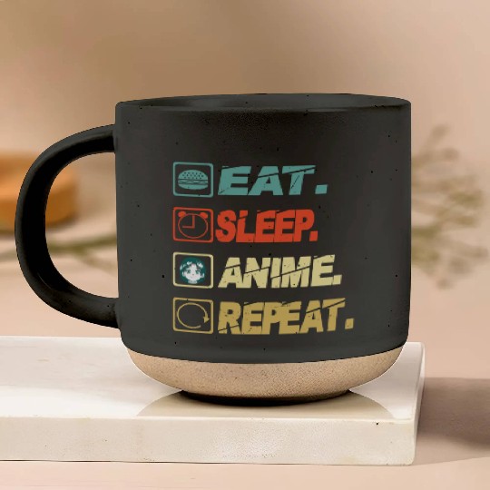Eat Sleep Anime Repeat Ramen Kawaii Japanese Manga Pottery Mugs