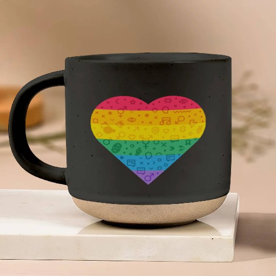 Rainbow Heart Pottery Mugs