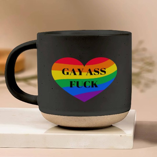 Rainbow Heart Gay Pottery Mugs