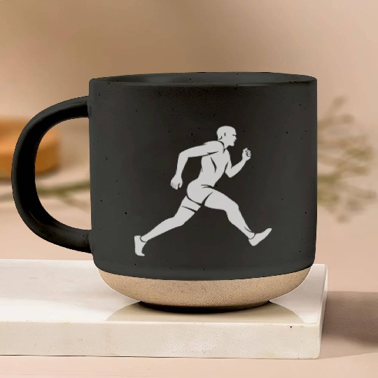 Silhouette Running Man Pottery Mugs