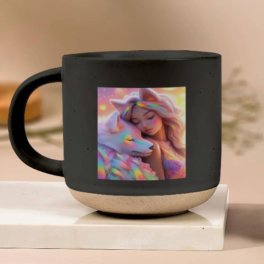 Rainbow Friends - White Wolf and Girl Pottery Mugs
