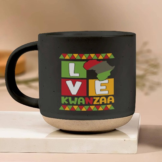 Happy Kwanzaa Vibes Black Heritage Holiday Pottery Mugs