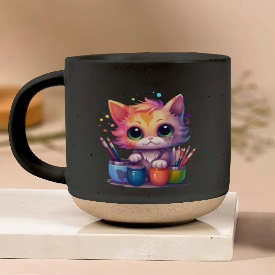 cute painting cat Pottery Mugs