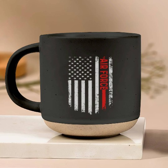 US Flag Airplane Patriotic American Pilot Pottery Mugs