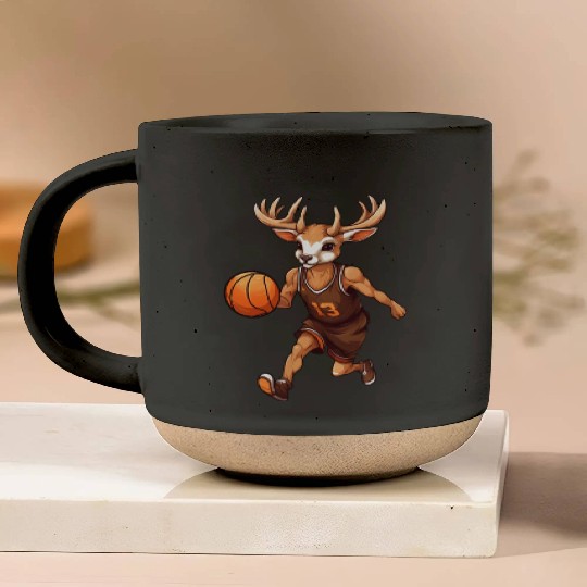 Deer basketball player Pottery Mugs