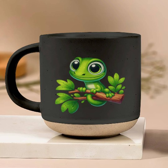 Green Anole Lizard Pottery Mugs