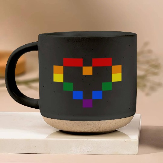 Rainbow Heart Pottery Mugs