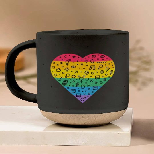 Rainbow Heart Pottery Mugs