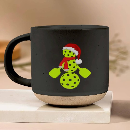 Funny pickleball snowman merry Christmas Pottery Mugs