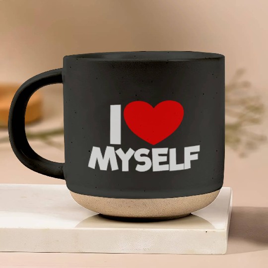 I Love Myself Red Heart Self Love Affirmation Pottery Mugs