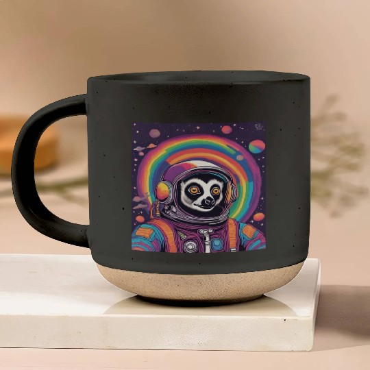 Psychedelic Lemur Astronaut Pottery Mugs