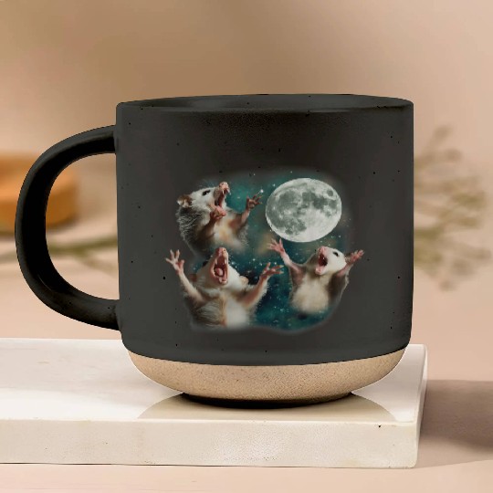 Three Possum Moon 3 Opossum Funny Weird Cursed Mem Pottery Mugs