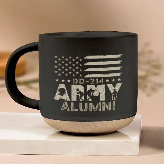 DD-214 Army Alumni Military US Flag Veteran USA Pottery Mugs