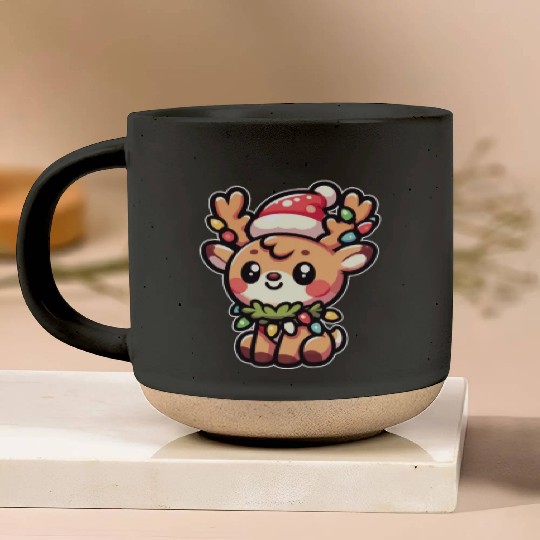 Christmas Hat Christmas Fairy Lights Deer Pottery Mugs