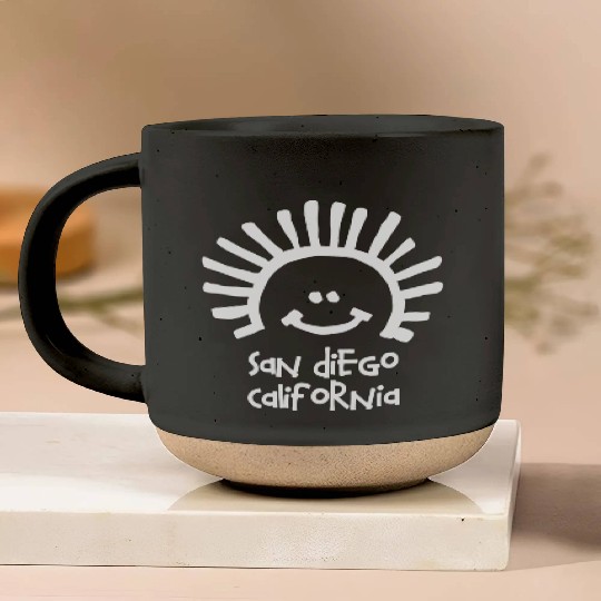 San Diego California Sun Smiley Face Souvenirs Pottery Mugs