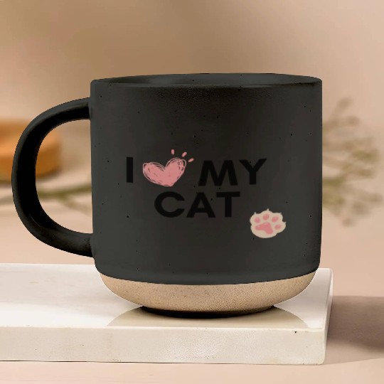 I Love my Cat Pottery Mugs