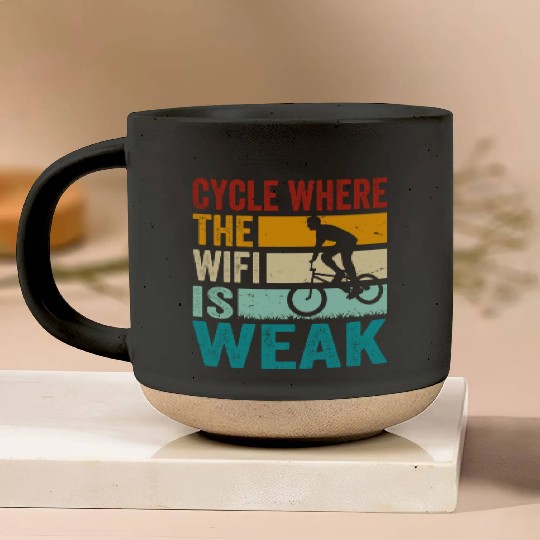 Cycle Where The Wifi Is Weak - Retro Cycling Pottery Mugs