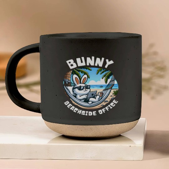 Bunny Beachside Office: Work and Waves Pottery Mugs