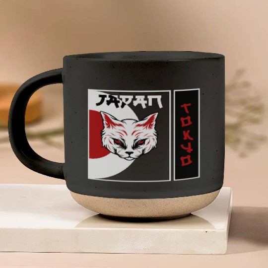 kawaii cat anime japanese retro Pottery Mugs