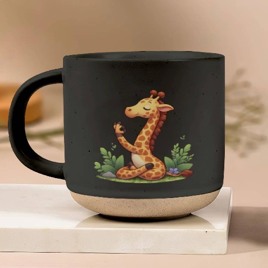 Giraffe yoga practitioner Pottery Mugs