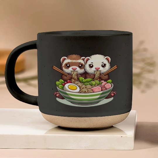 Ferret Ramen Noodle Japanese Kawaii Anime Gifts Pottery Mugs