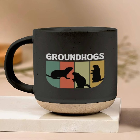 Groundhogs Retro Vintage Happy Groundhog Day Pottery Mugs